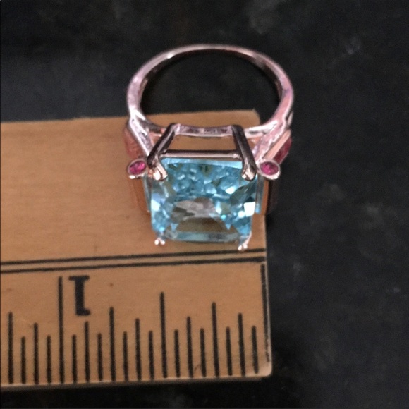 10.4Ct Aquamarine Rose Gold Cocktail Ring Stunning - Picture 5 of 8